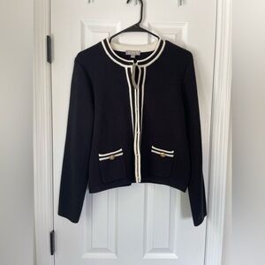 J. Crew Black Cardigan with White Trim